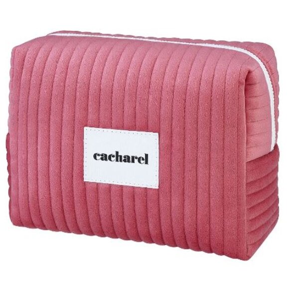 BEAUTIFUL CACHAREL Cosmetic Bag Clutch PLUSH Pink Corduroy BNIP - Picture 1 of 1